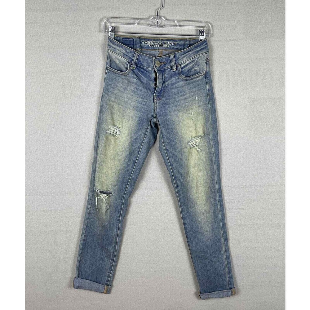 American Eagle Jeans Women's 2 Distressed Jegging Destroyed Denim Tight